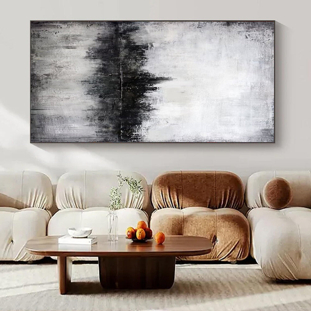 Dynamic Hand-Painted Abstract Art for Living Room Staircase Adjacent Walls