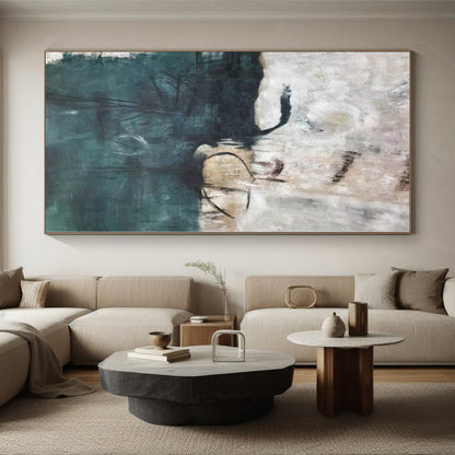 Giant Hand-Painted Abstract Art for Basement Recreation and Gaming Zones