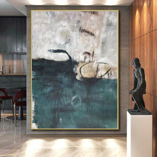 Giant Hand-Painted Abstract Art for Basement Recreation and Gaming Zones