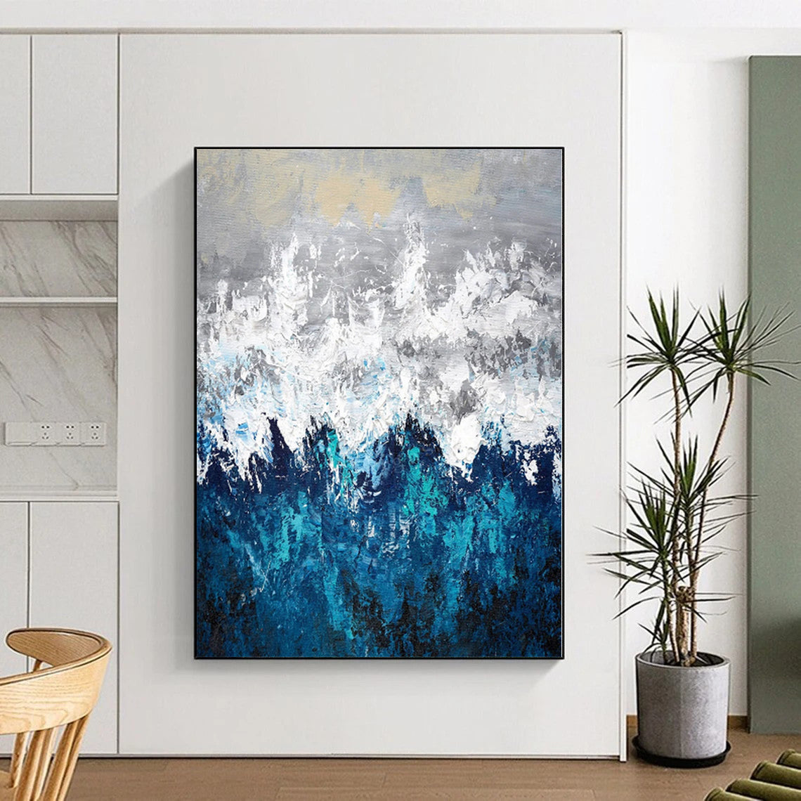 Monumental Custom Abstract Painting for Home Library Reading Nook Feature Walls