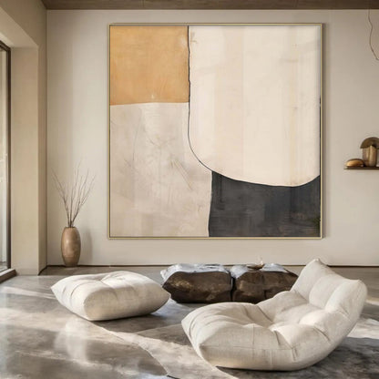 Colossal Hand-Painted Contemporary Abstract Canvas for Family Home Entryways