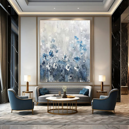 Oversized Hand-Painted Modern Abstract Mural for Family Home Study Zones