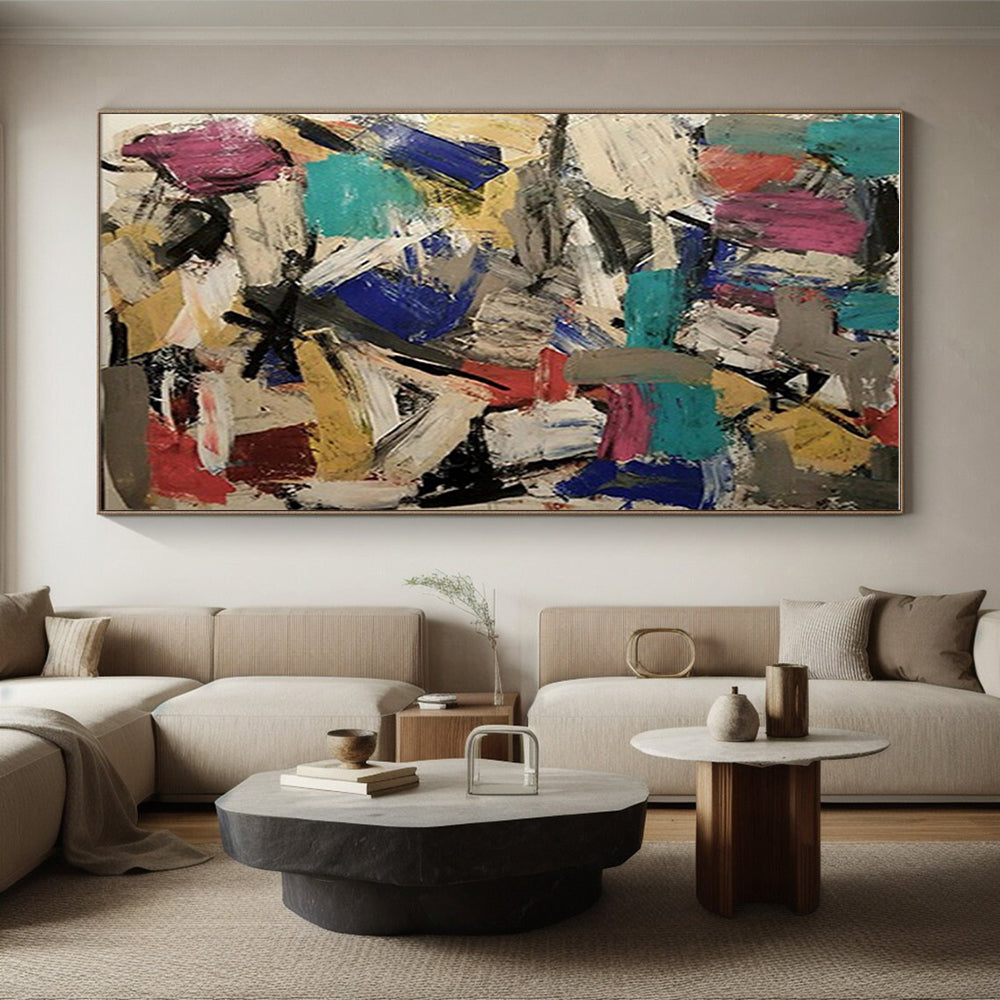 Colossal Modern Abstract Wall Art for Contemporary Entryway Staircase Landing