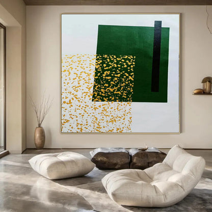 Large-Scale Hand-Painted Abstract Mural for Living Room and Hallway