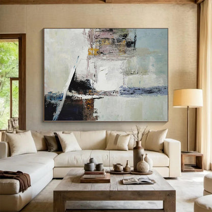 Monumental Custom Abstract Art for Guest Room Fireplace and Mantel Feature Walls