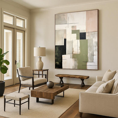 Oversized Personalized Abstract Painting for Home Office Zoom Background Wall