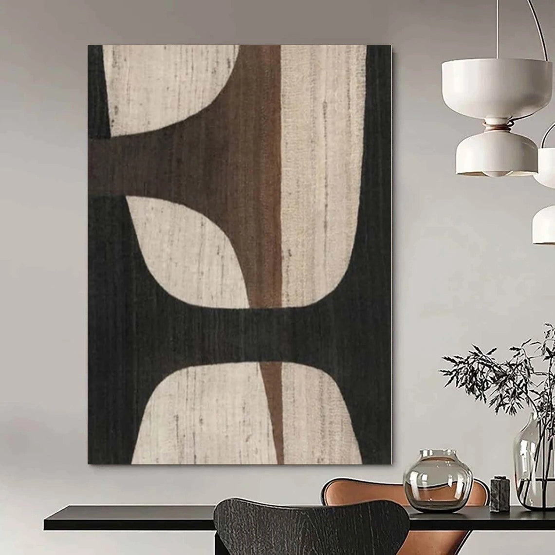 Immense Abstract Canvas for Living Room Bay Windows - Hand-Painted Resin