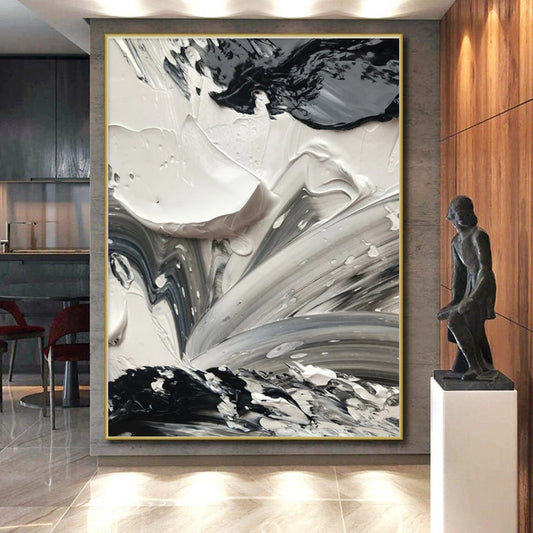 Oversized Hand-Painted Abstract Canvas for Home Music Studio Recording Booth Wall
