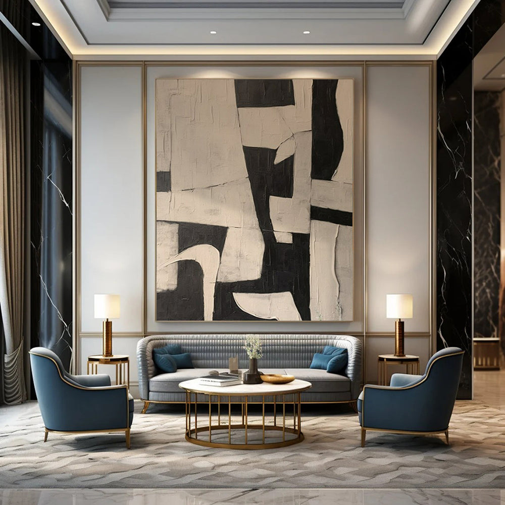 Oversized Hand-Painted Modern Abstract Greenhouse Art for Botanical Garden Tropical Conservatories