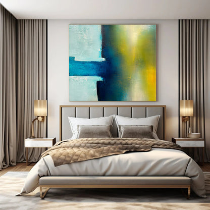 Colossal Hand-Painted Contemporary Abstract Mural for Bedroom Shared Spaces