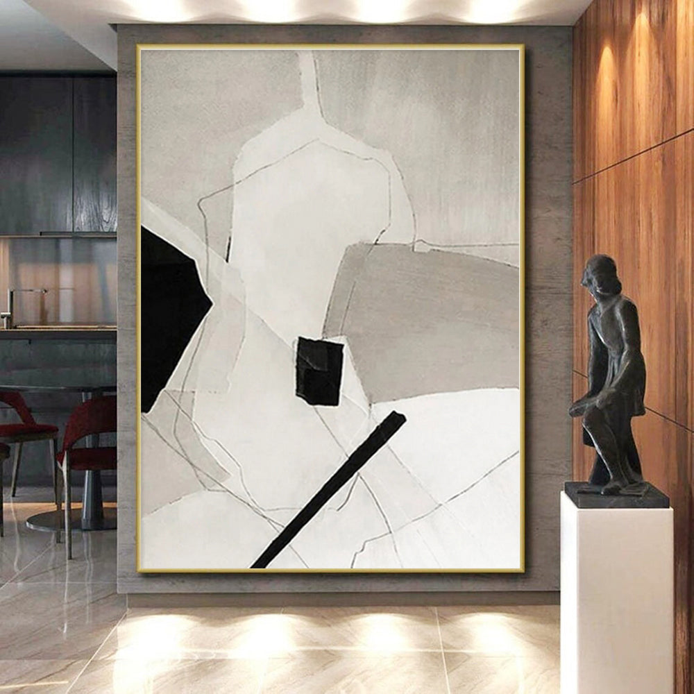 Super-Sized Abstract Minimalist Hand-Painted Art for Reading Nook Cozy Wall