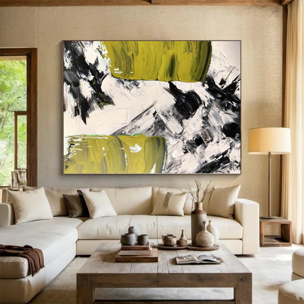 Immense Hand-Painted Abstract Canvas for Dining Room Window Seat Alcoves