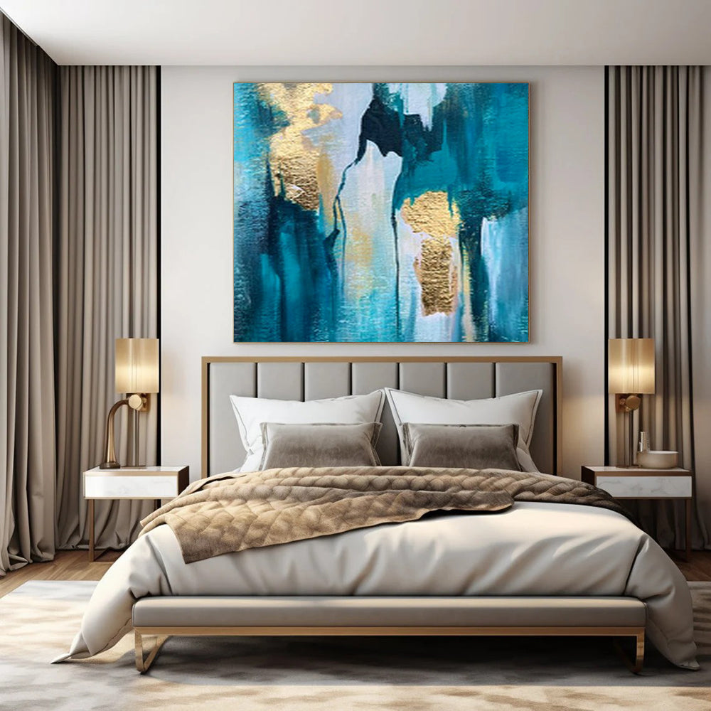 Oversized Hand-Painted Modern Abstract Painting for Elegant Home Bedrooms