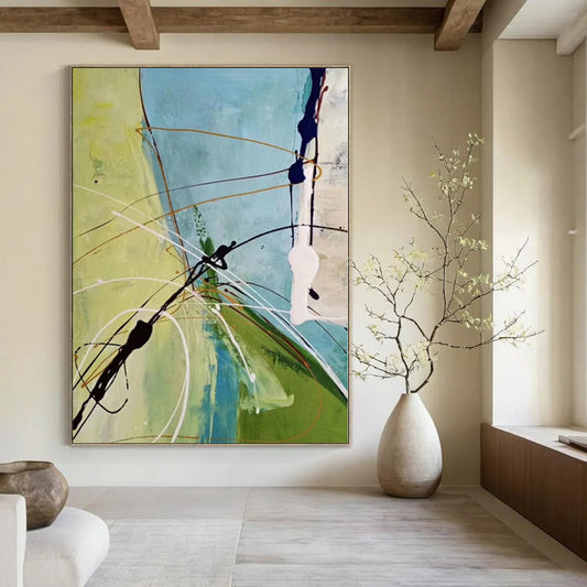 Immense Abstract Canvas for Playroom Nooks - Hand-Painted Acrylic on Canvas