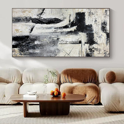 Extra-Huge Hand-Painted Modern Abstract Artwork for Bedroom Above Bed Benches