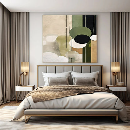 Oversized Hand-Painted Modern Abstract Painting for Office Pantry Areas