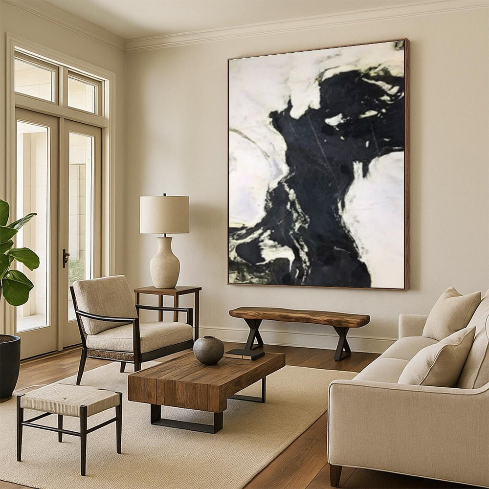 Oversized Modern Hand-Painted Abstract Canvas for Contemporary Hallway Picture Wall