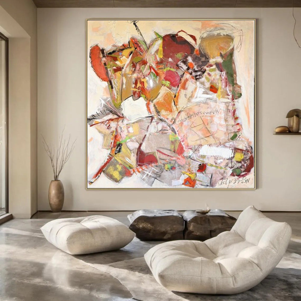 Super-Sized Hand-Painted Modern Abstract Wall Decor for Dining Room Behind Dining Sets