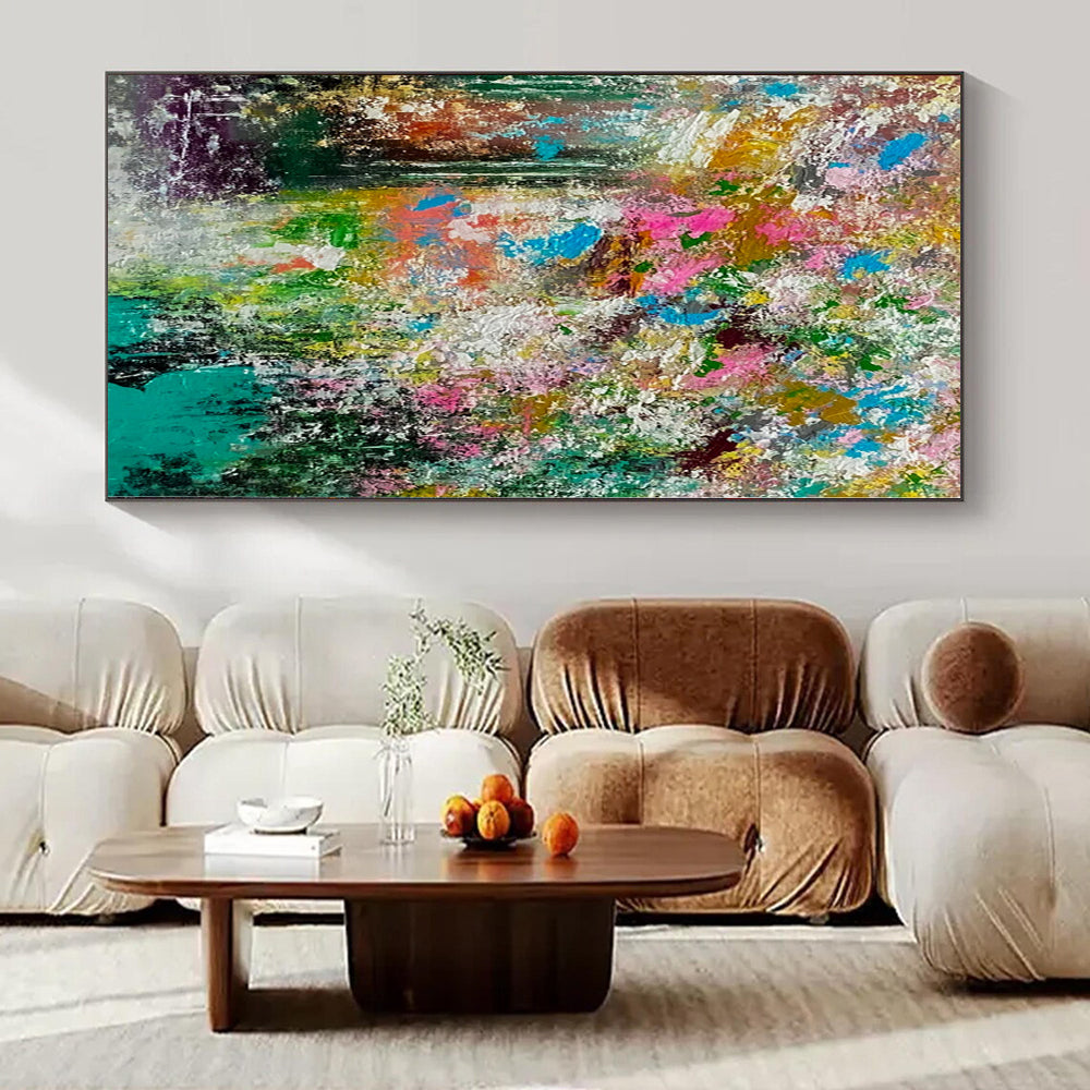 Extra-Vast Hand-Painted Modern Abstract Art for Bedroom Behind Nightstands