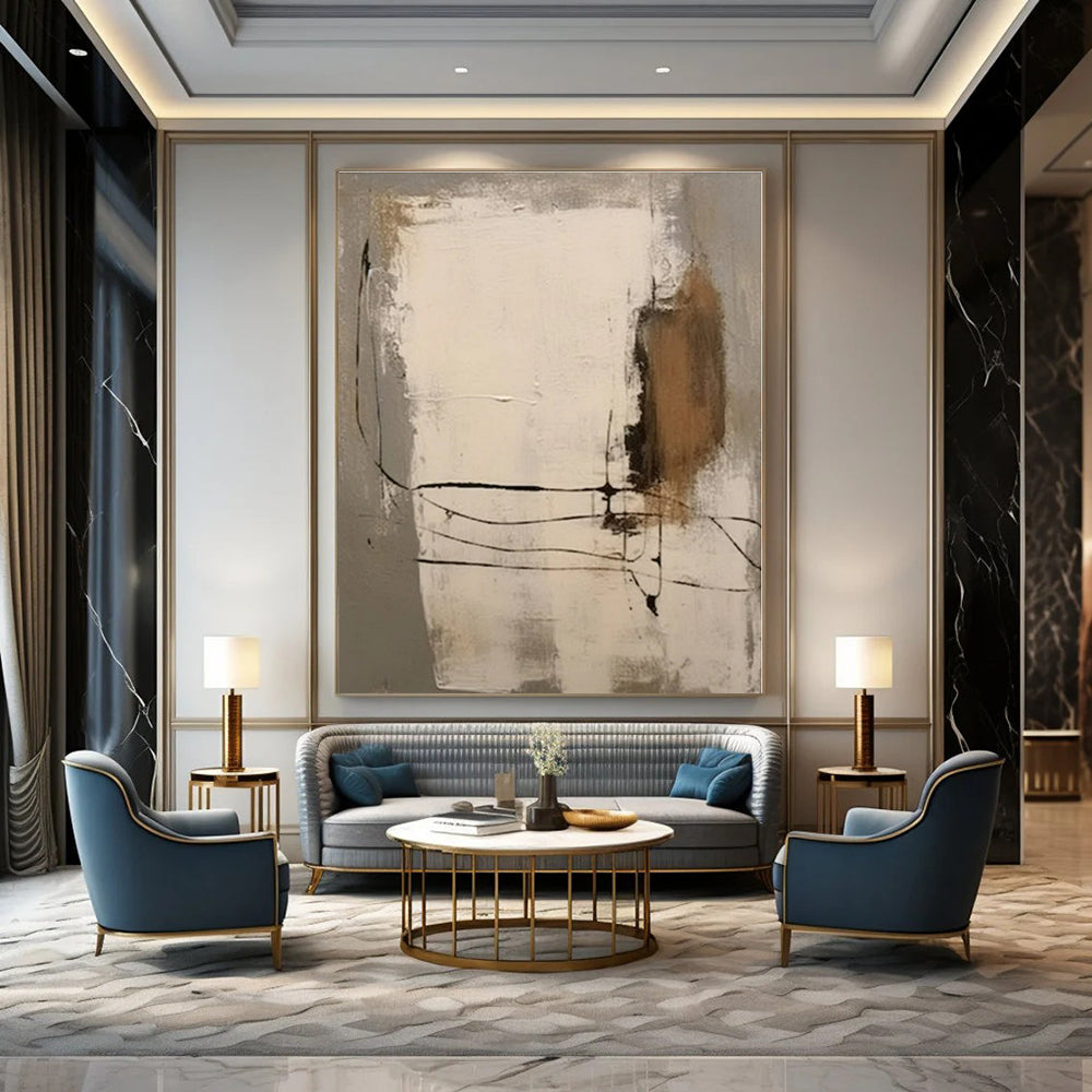 Custom Hand-Painted Abstract Wall Decor for Office Pantry Areas