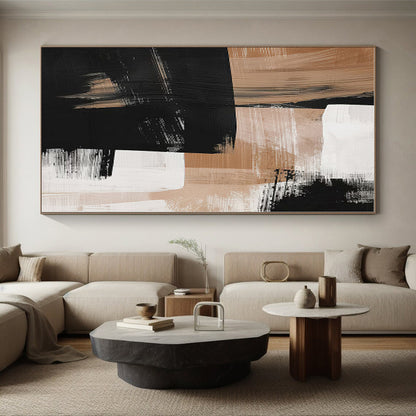 Gigantic Custom Abstract Canvas for Family Room Mantel Feature Wall