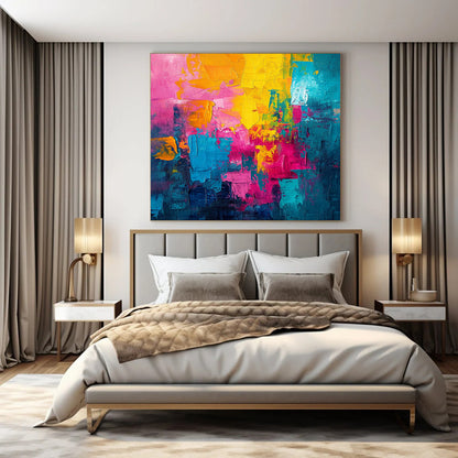 Hand-Painted Colossal Abstract Canvas for Luxury Hotel Presidential Suites