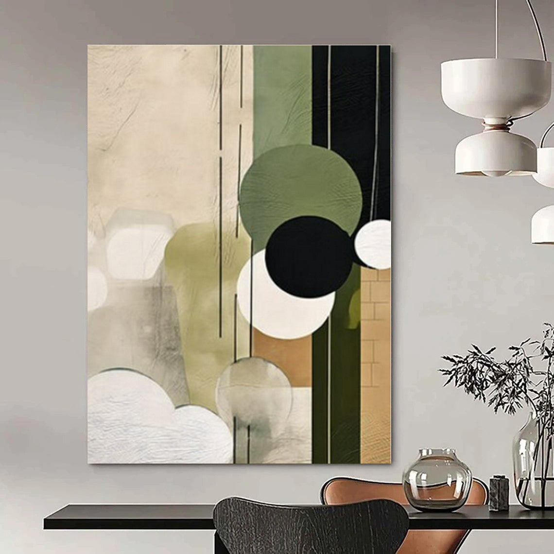 Oversized Hand-Painted Modern Abstract Painting for Office Pantry Areas