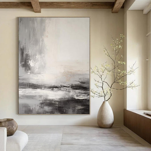 Oversized Custom Hand-Painted Abstract Painting for Office and Hotel Executive Suites
