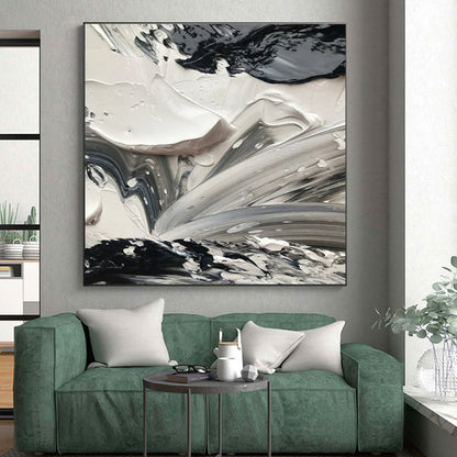 Oversized Hand-Painted Abstract Canvas for Home Music Studio Recording Booth Wall