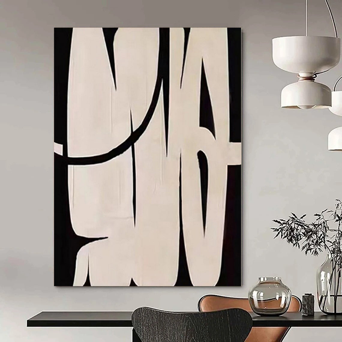 Oversized Hand-Painted Modern Abstract Painting for Living Room Bookshelf Backdrops
