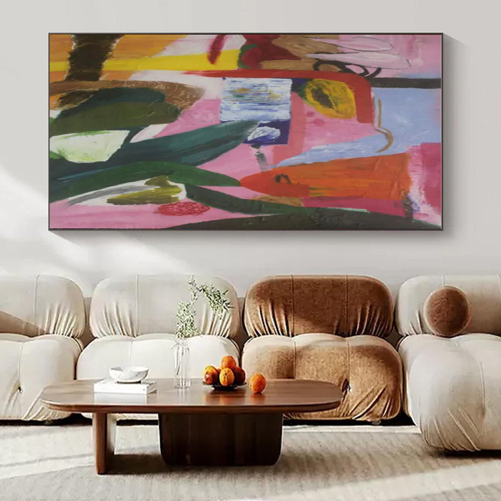 Oversized Hand-Painted Abstract Mural for Office & Entryway