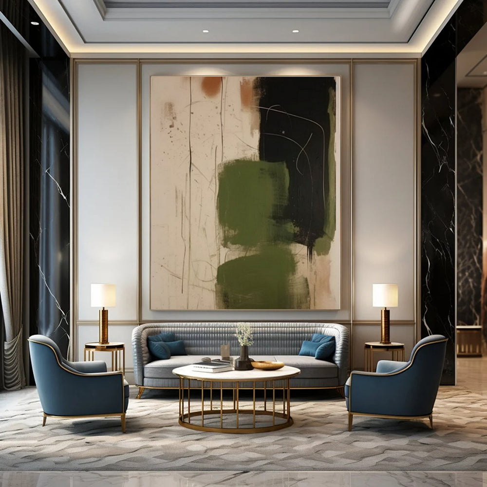 Large-Scale Hand-Painted Custom Abstract Canvas for Office Conference Rooms