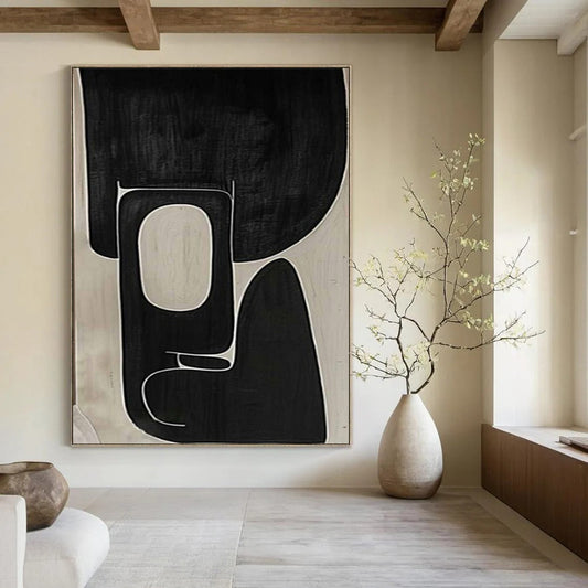 Extra-Huge Hand-Painted Modern Abstract Canvas for Family Home Basement Rec Rooms