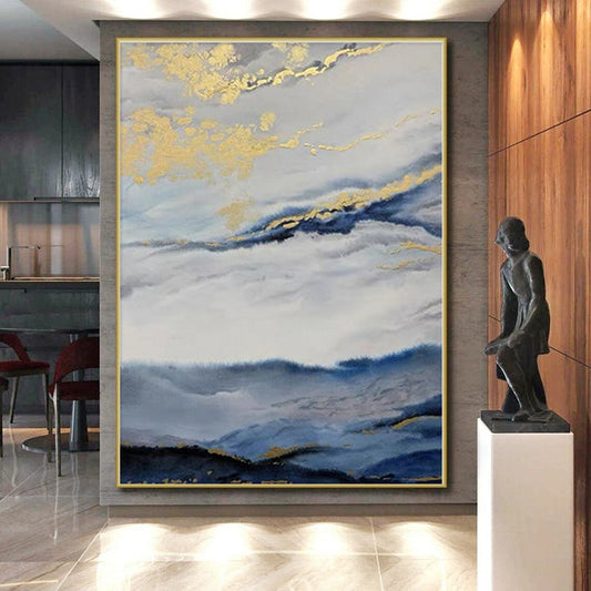 Custom Giant Hand-Painted Abstract Canvas for Bathroom Vanity Feature Wall LargeART0584