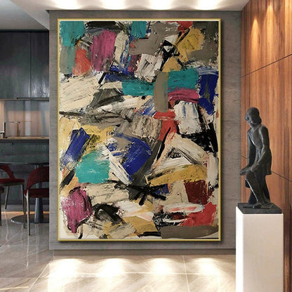 Colossal Modern Abstract Wall Art for Contemporary Entryway Staircase Landing
