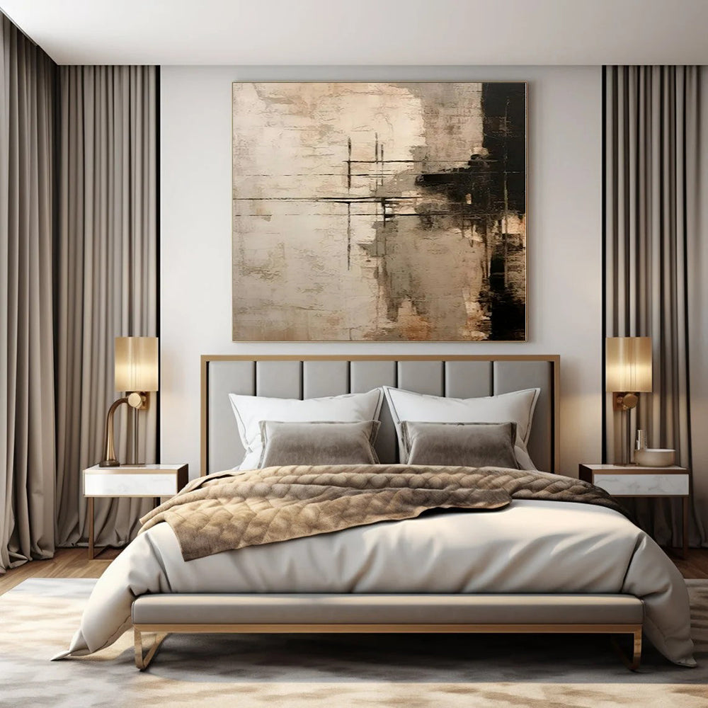 Hand-Painted Large Modern Abstract Wall Art for Bedroom Behind Headboards