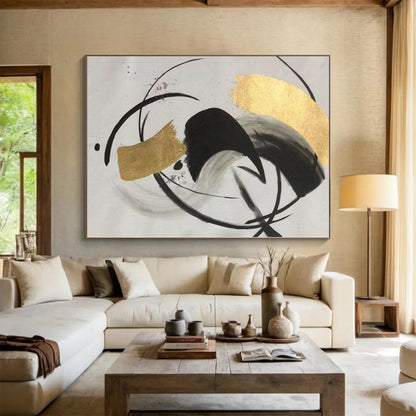 Immense Made-to-Order Abstract Painting for Home Music Practice Room Feature Walls