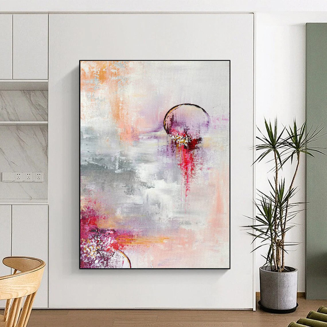 Custom Grand Abstract Cityscape - Hand-Painted Oil on Linen for Urban Loft Apartments