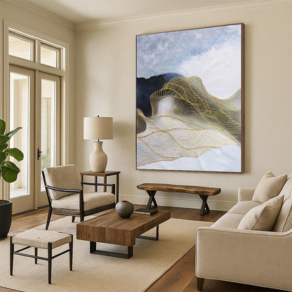 Large-Scale Custom Abstract Art for Guest Room Feature Wall