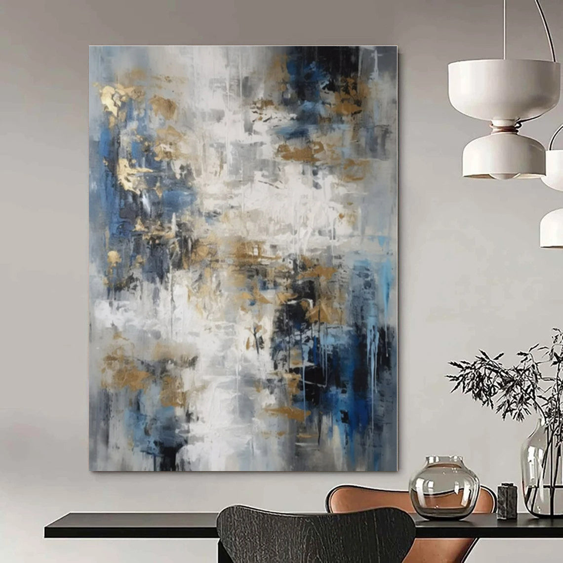 Large Custom Hand-Painted Abstract Canvas for Office Hallways