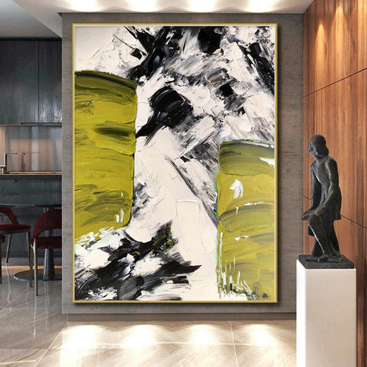 Immense Hand-Painted Abstract Canvas for Dining Room Window Seat Alcoves