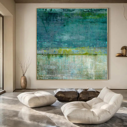 Custom Oversized Abstract Canvas for Balcony Lounges - Hand-Painted Acrylic