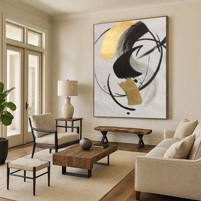 Immense Made-to-Order Abstract Painting for Home Music Practice Room Feature Walls