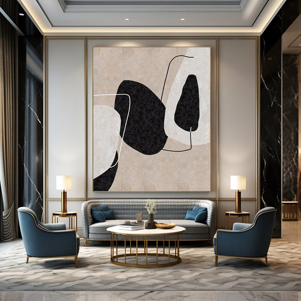 Extra-Huge Hand-Painted Modern Abstract Canvas for Living Room Two-Story Walls