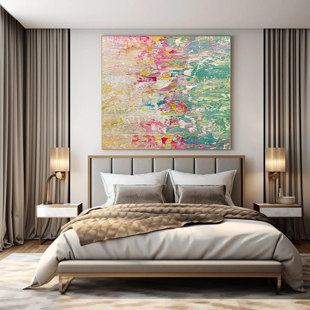 Super-Sized Hand-Painted Modern Abstract Wall Decor for Bedroom Canopy Beds