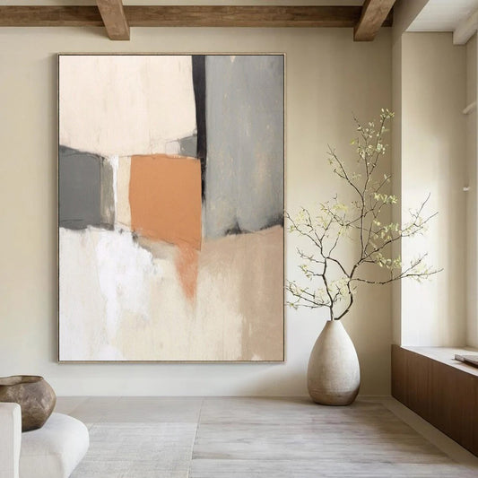 Oversized Hand-Painted Contemporary Abstract Mural for Family Dining Halls