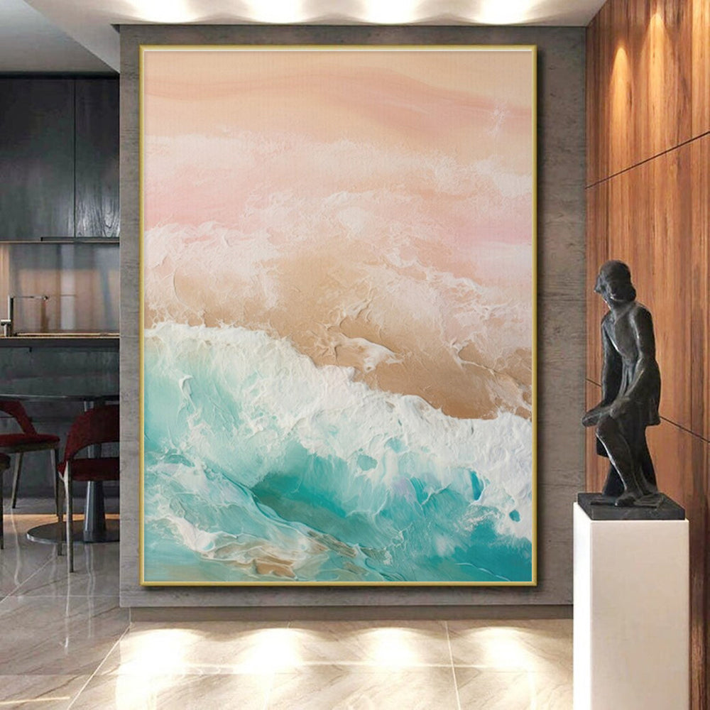 Monumental Modern Abstract Painting for Contemporary Home Indoor Poolside Lounge Wall