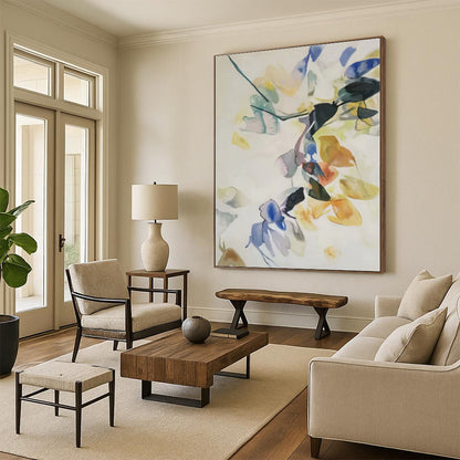 Huge Hand-Painted Abstract Canvas for Dining Room Buffet Feature Wall