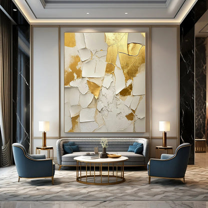 Oversized Abstract Art for Murphy Bed Wall Niches - Custom Acrylic on Linen