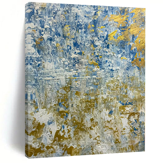 Large Hand-Painted Contemporary Abstract Wall Art for Bedroom Behind Armchairs